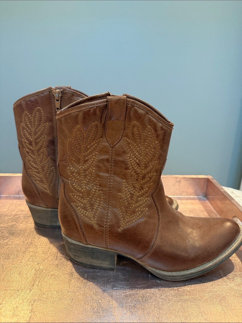 Coconuts by Matisse Brown Western Embroidered Ankle Boots